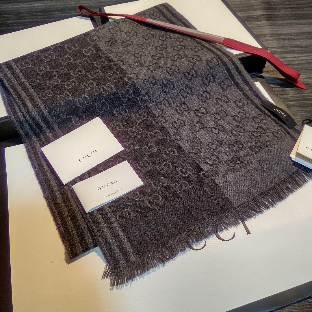 ❤美品箱付き❤GUCCI マフラー ストール ショール スカーフ❤グレー❤