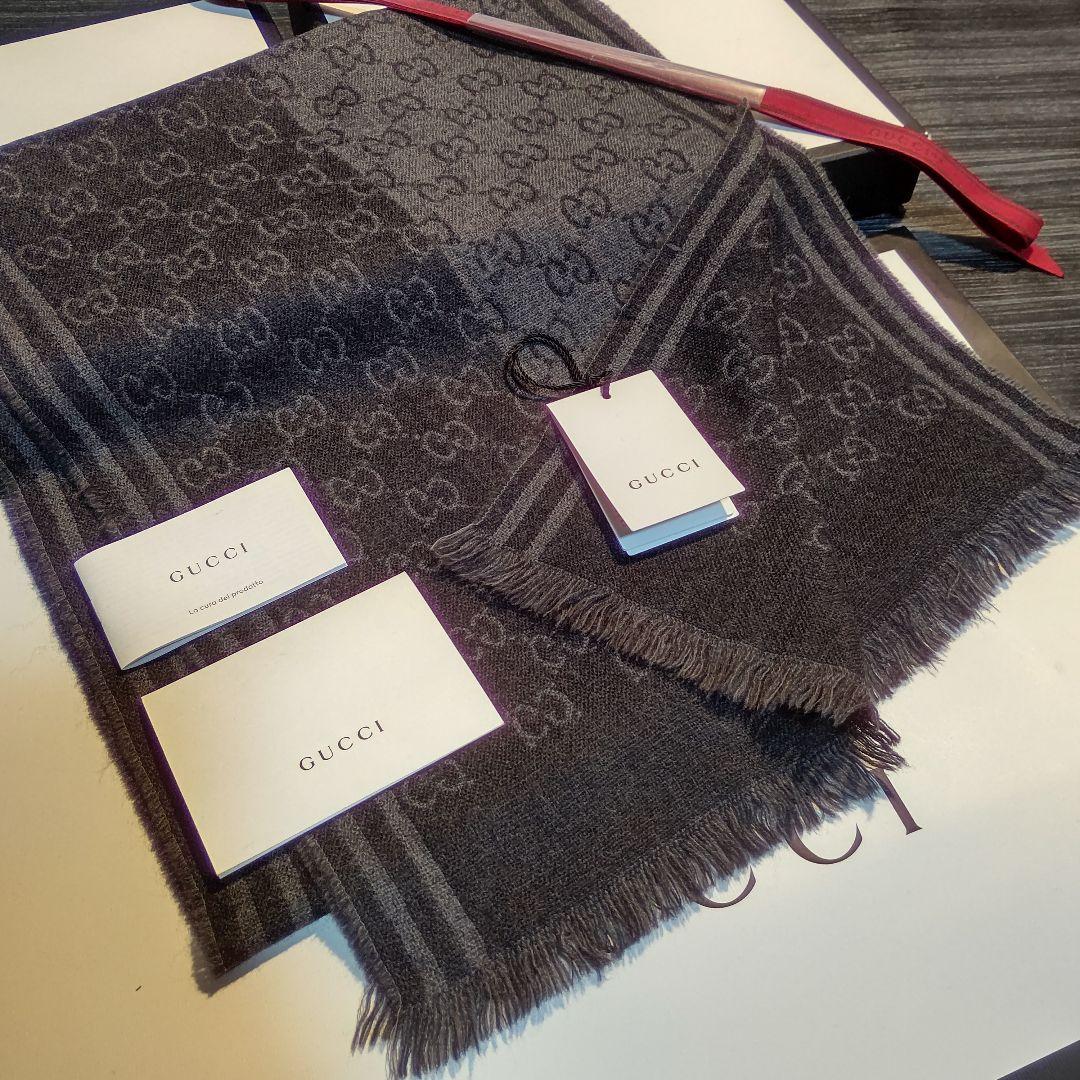 ❤美品箱付き❤GUCCI マフラー ストール ショール スカーフ❤グレー❤