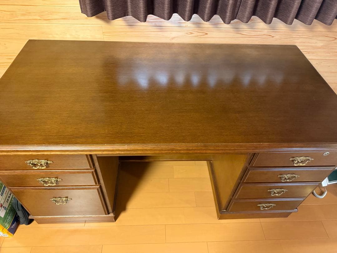 カリモク コロニアルシリーズ 書斎デスク 社長机　取扱説明書付き