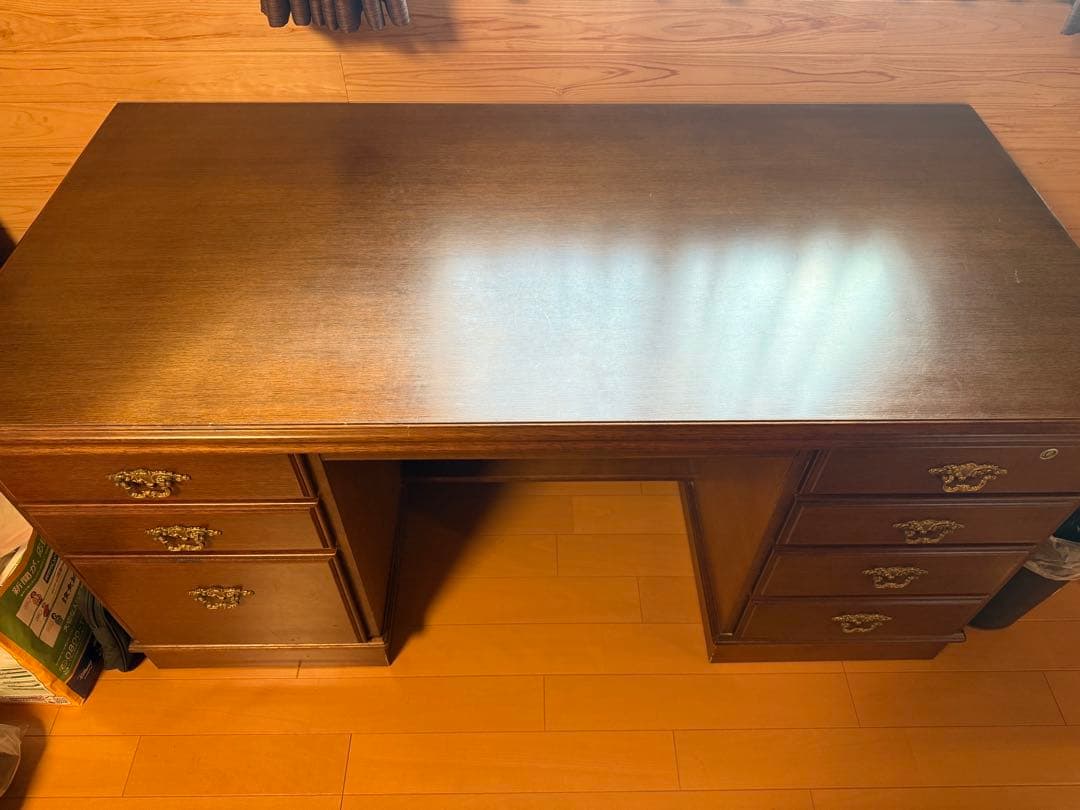 カリモク コロニアルシリーズ 書斎デスク 社長机　取扱説明書付き