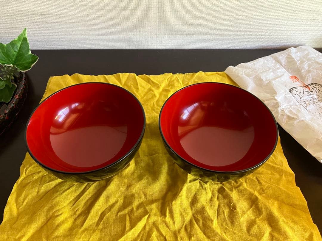 輪島塗　夫婦椀　お椀　汁椀　２客　御誂　能州輪島　布着本堅地　五島屋