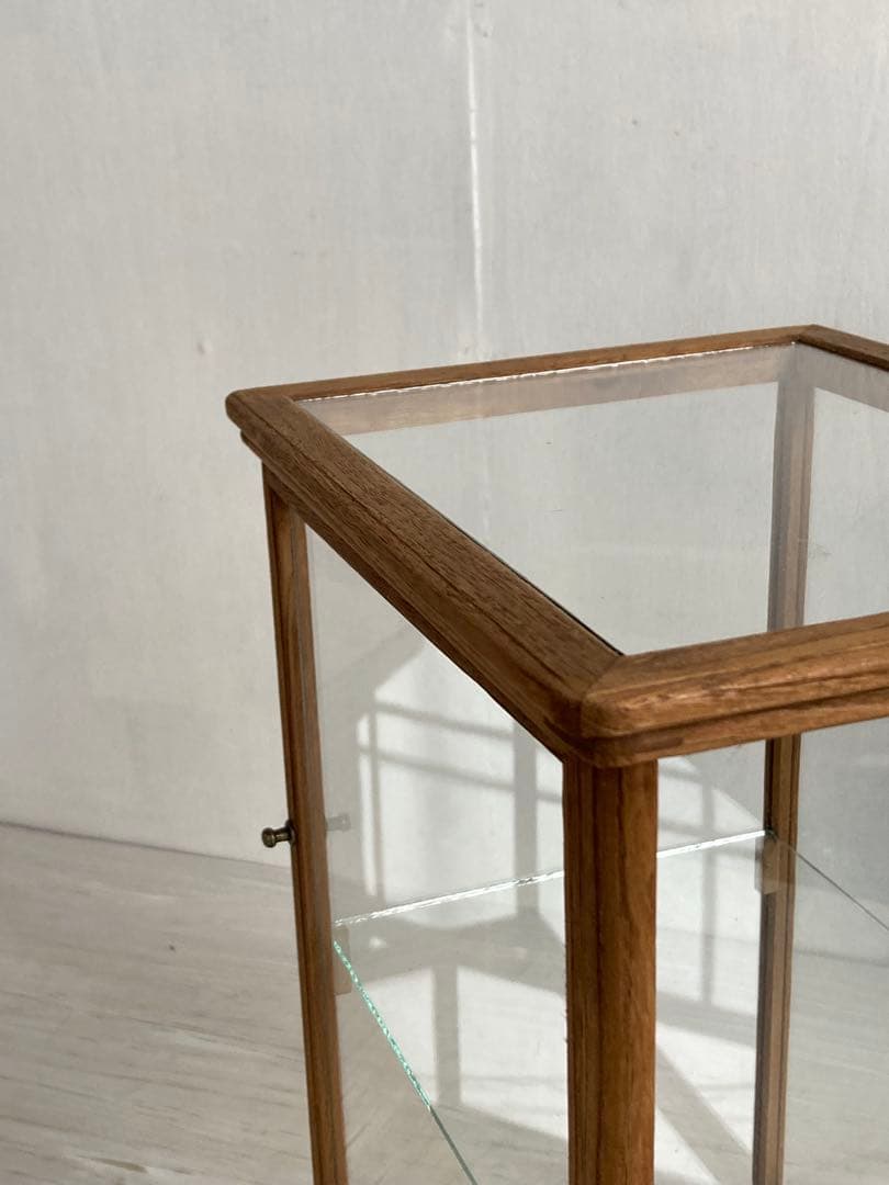 g299 古い木製 小振り ガラスケース 2段 卓上 ショーケース 展示ケース