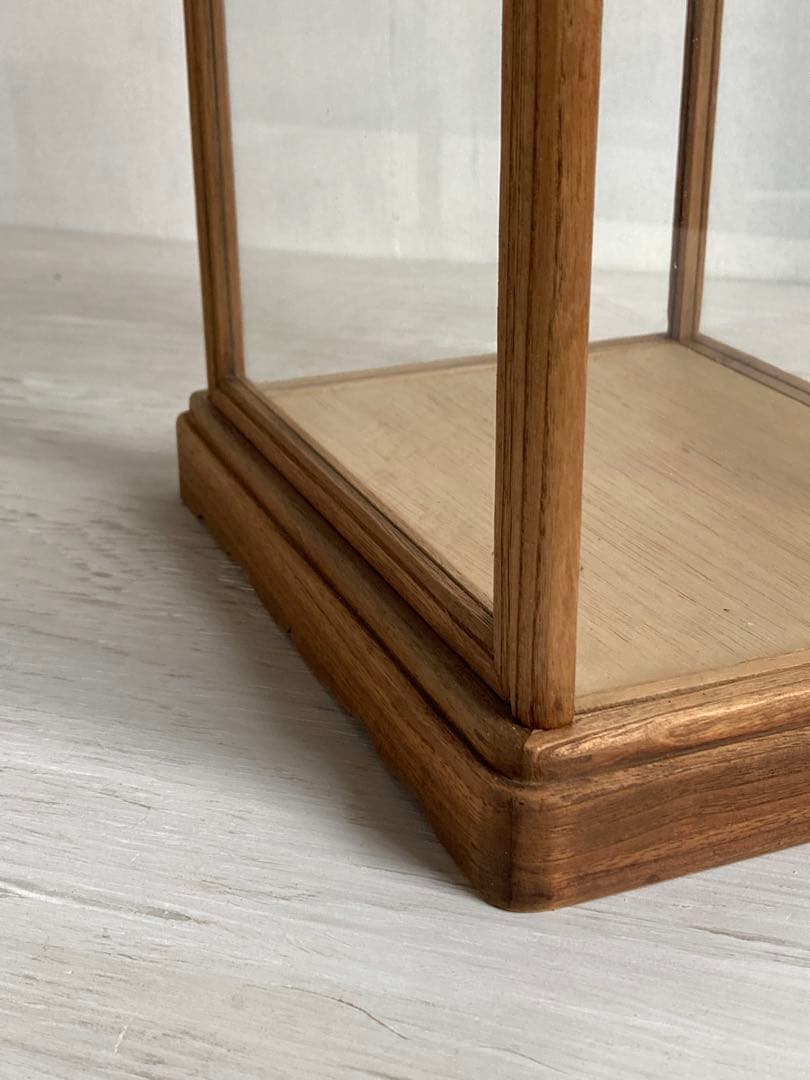 g299 古い木製 小振り ガラスケース 2段 卓上 ショーケース 展示ケース