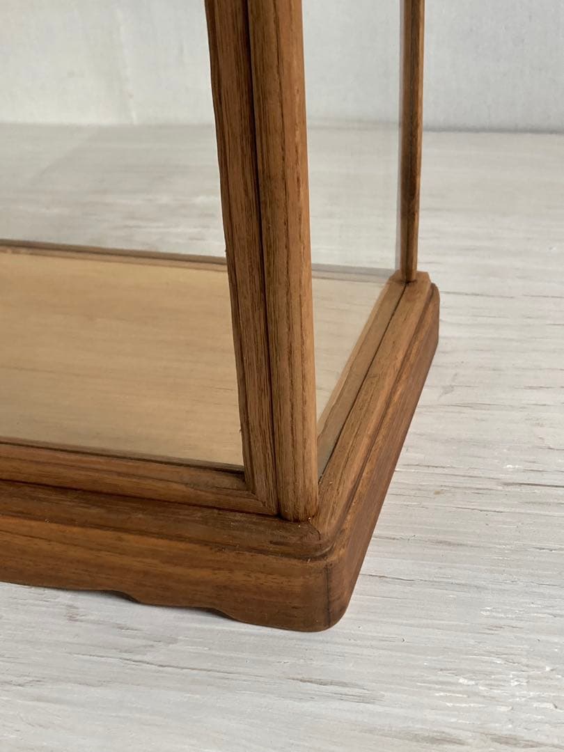 g299 古い木製 小振り ガラスケース 2段 卓上 ショーケース 展示ケース