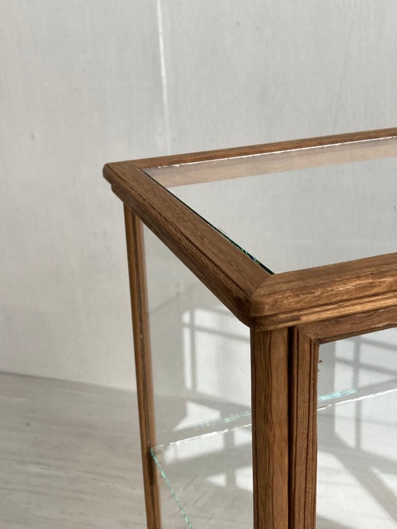 g299 古い木製 小振り ガラスケース 2段 卓上 ショーケース 展示ケース