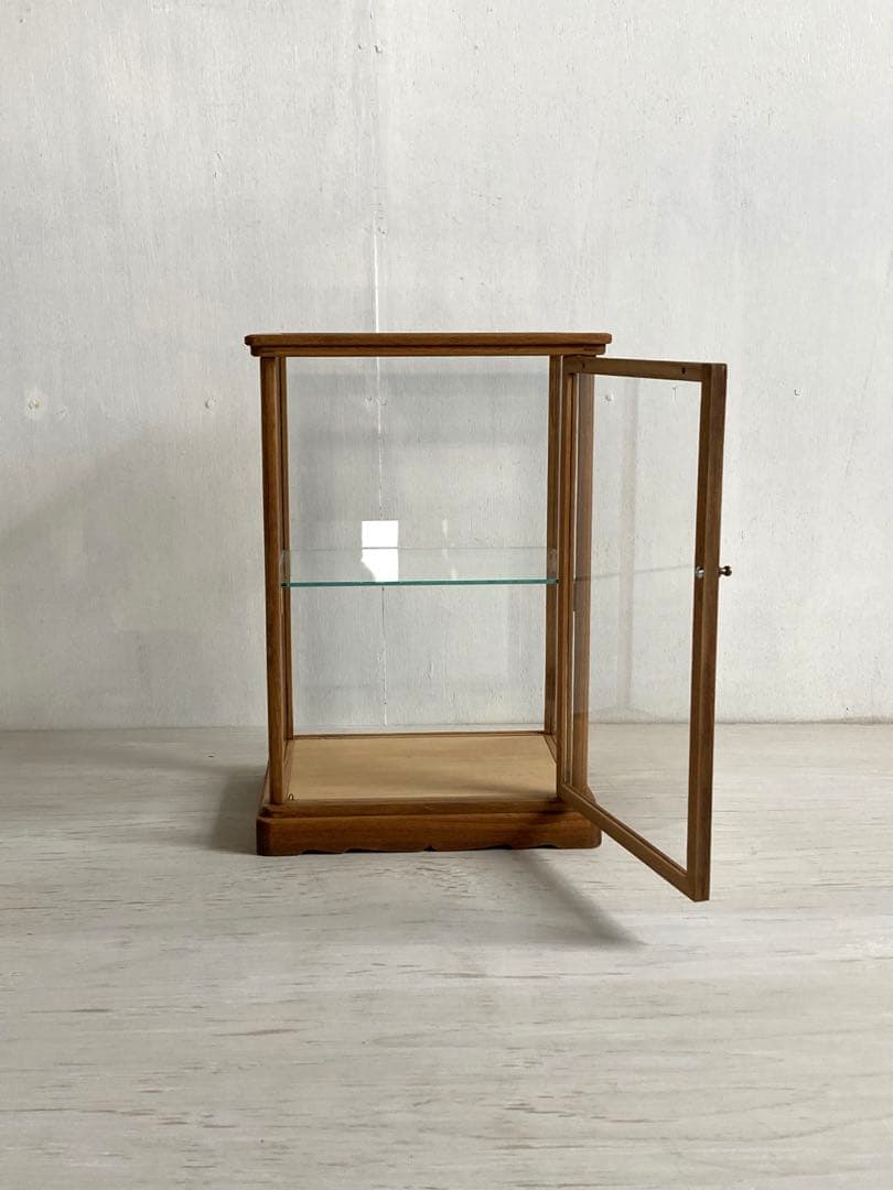 g299 古い木製 小振り ガラスケース 2段 卓上 ショーケース 展示ケース