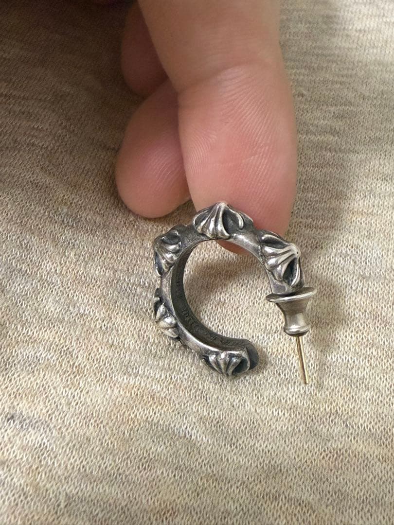 CHROME HEARTS クロムハーツ クロスバンド フープピアス シルバー