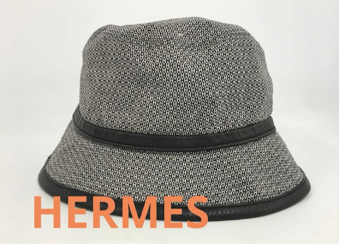 美品　エルメス HERMES 帽子 バケットハット ウール ブラック