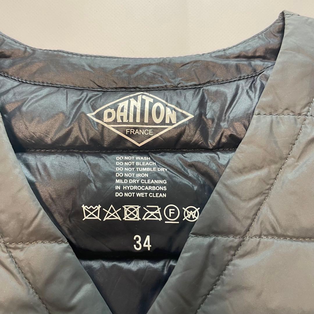 定番✨ダントン インナーダウンベスト グレー 34 S レディース クルーネック