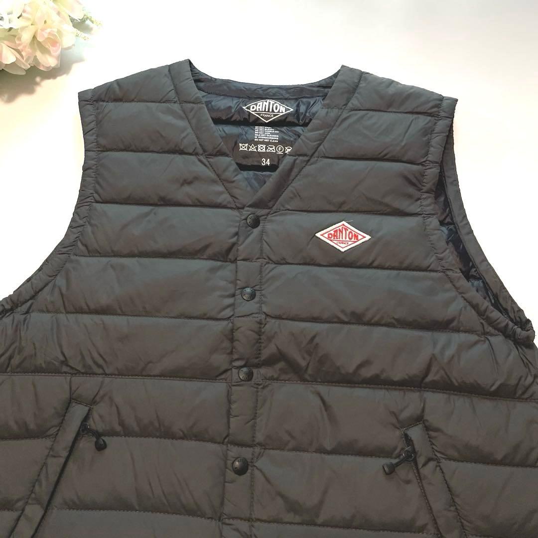 定番✨ダントン インナーダウンベスト グレー 34 S レディース クルーネック