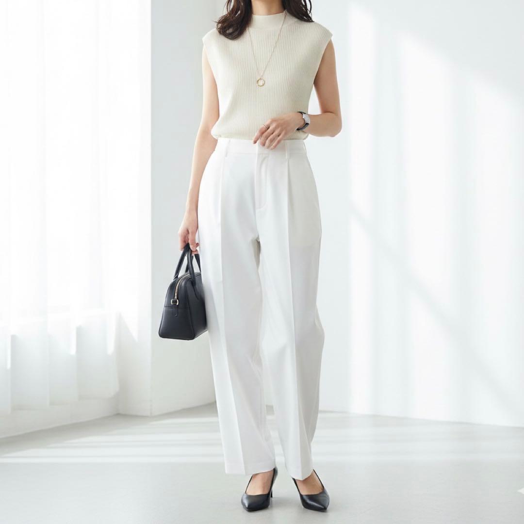 H398*極美品☆井川遥☆loin. ロワン☆コットン☆パンツ☆白ホワイト38.