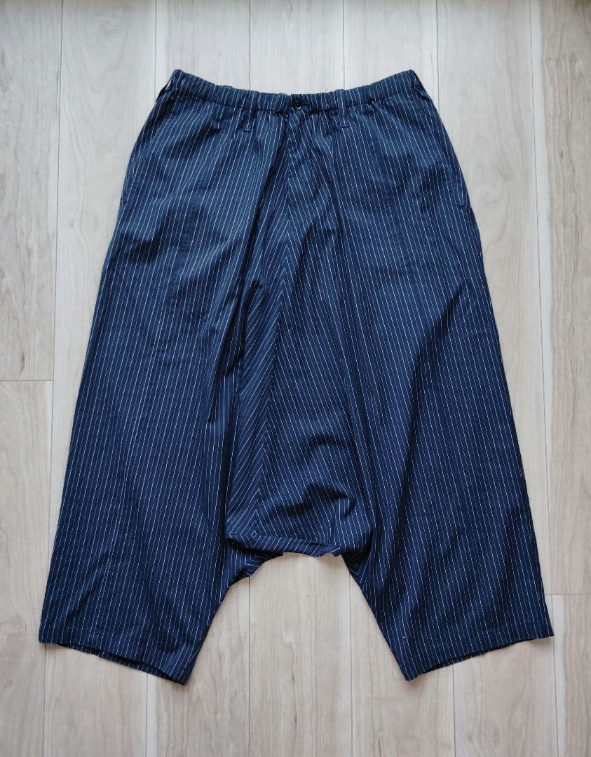 ★希少 16ss 多素材ストライプネイビーパンツ yohjiyamamoto