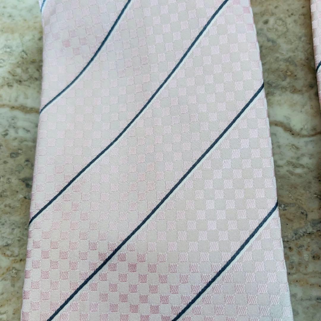 N309 新品未使用 ルイヴィトン ダミエ柄 ロゴ刺繍 ネクタイ メンズ