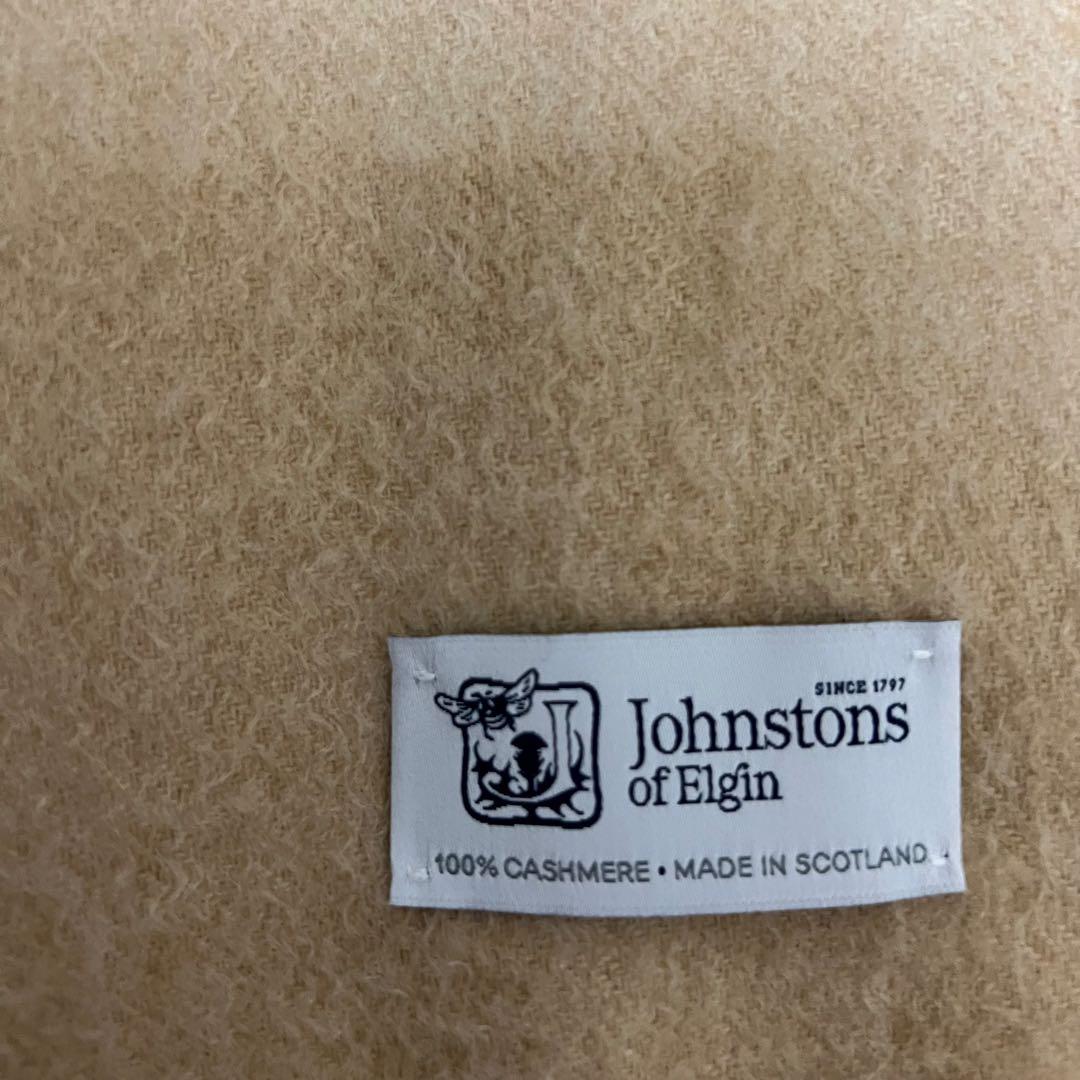 ジョンストンズ　大判　ストール　カシミヤ　ベージュ　マフラー　カシミヤ100%