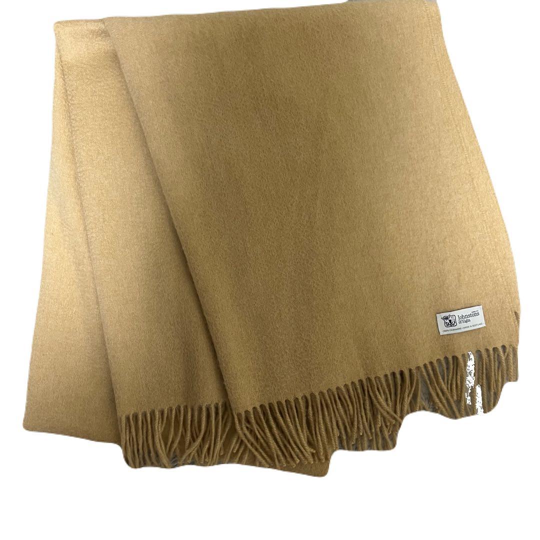 ジョンストンズ　大判　ストール　カシミヤ　ベージュ　マフラー　カシミヤ100%