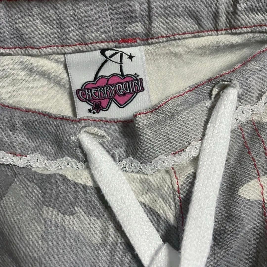 cherryquiri レースカーゴパンツ camo カモ 迷彩柄 リボン付き