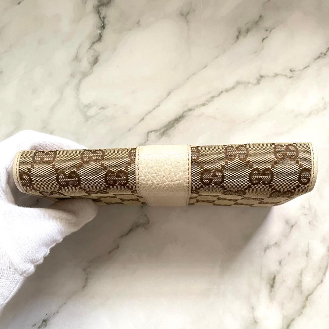 GUCCI グッチ　GGキャンバス　ロゴプレート　長財布 0125-①