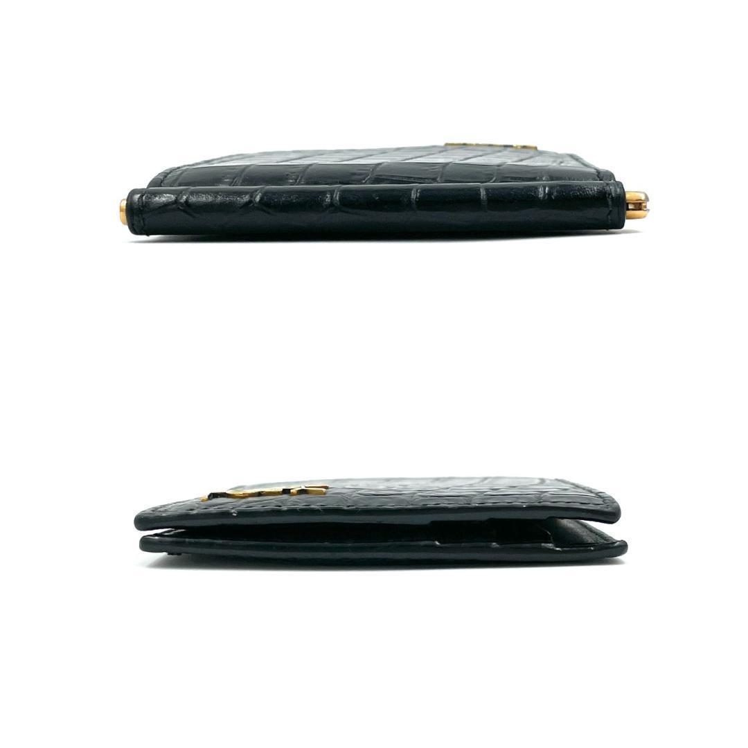 ✨️美品✨️ サンローラン 型押し 二つ折り マネークリップ ブラック ゴールド