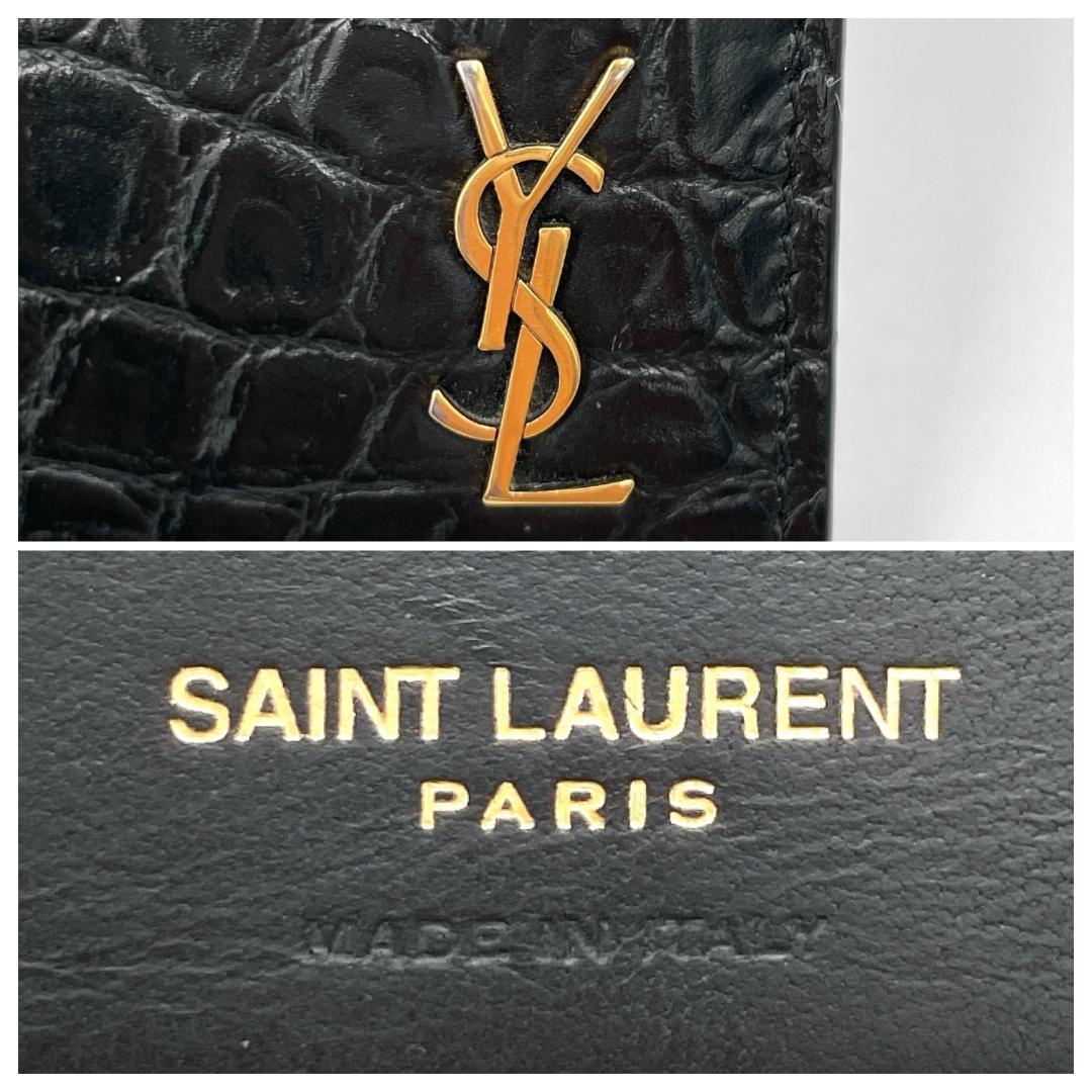 ✨️美品✨️ サンローラン 型押し 二つ折り マネークリップ ブラック ゴールド