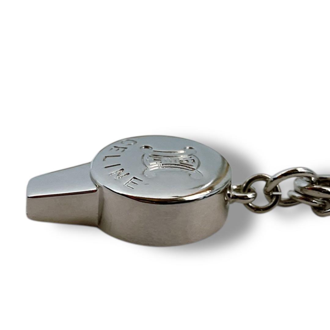 セリーヌ 良品 トリオンフ ホイッスル チャーム キーホルダー シルバー 袋付き