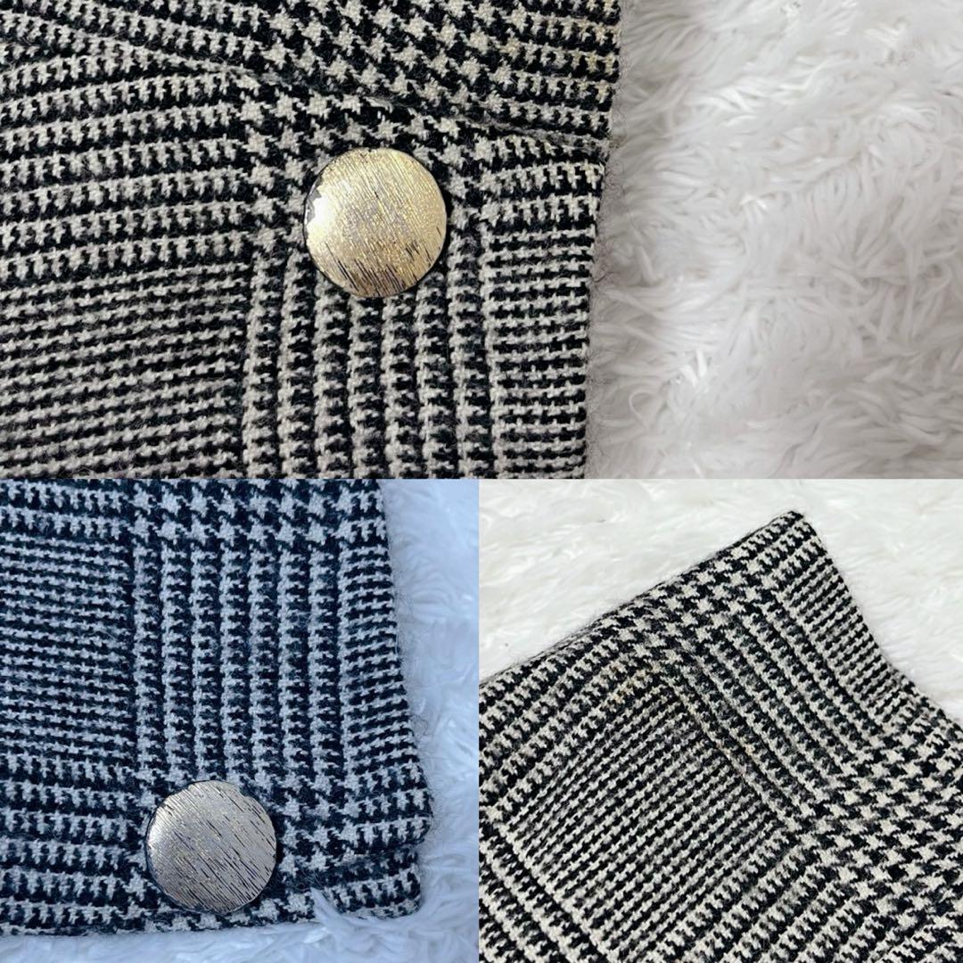 サンローラン ダブルテーラードジャケット 千鳥格子 カシミヤ混 金ボタン