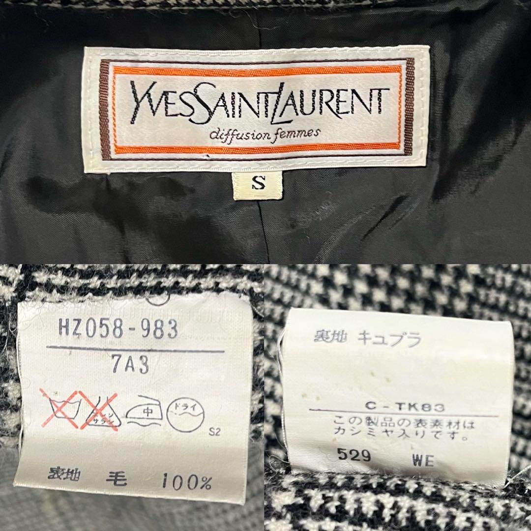 サンローラン ダブルテーラードジャケット 千鳥格子 カシミヤ混 金ボタン