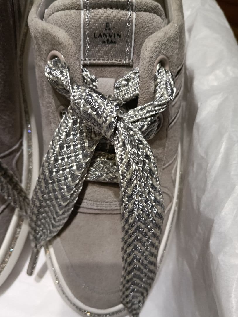 新品！箱付き！定価約２万円！LANVIN グレー スエード スニーカー