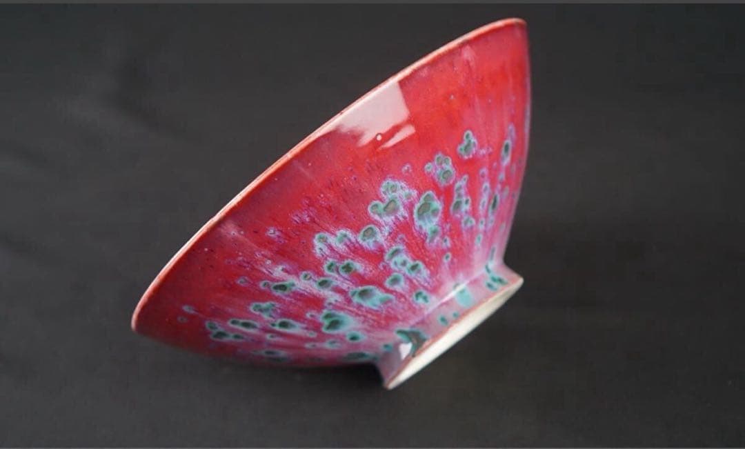 松山雅英 孔雀釉 鉢 共箱 菓子器 大鉢