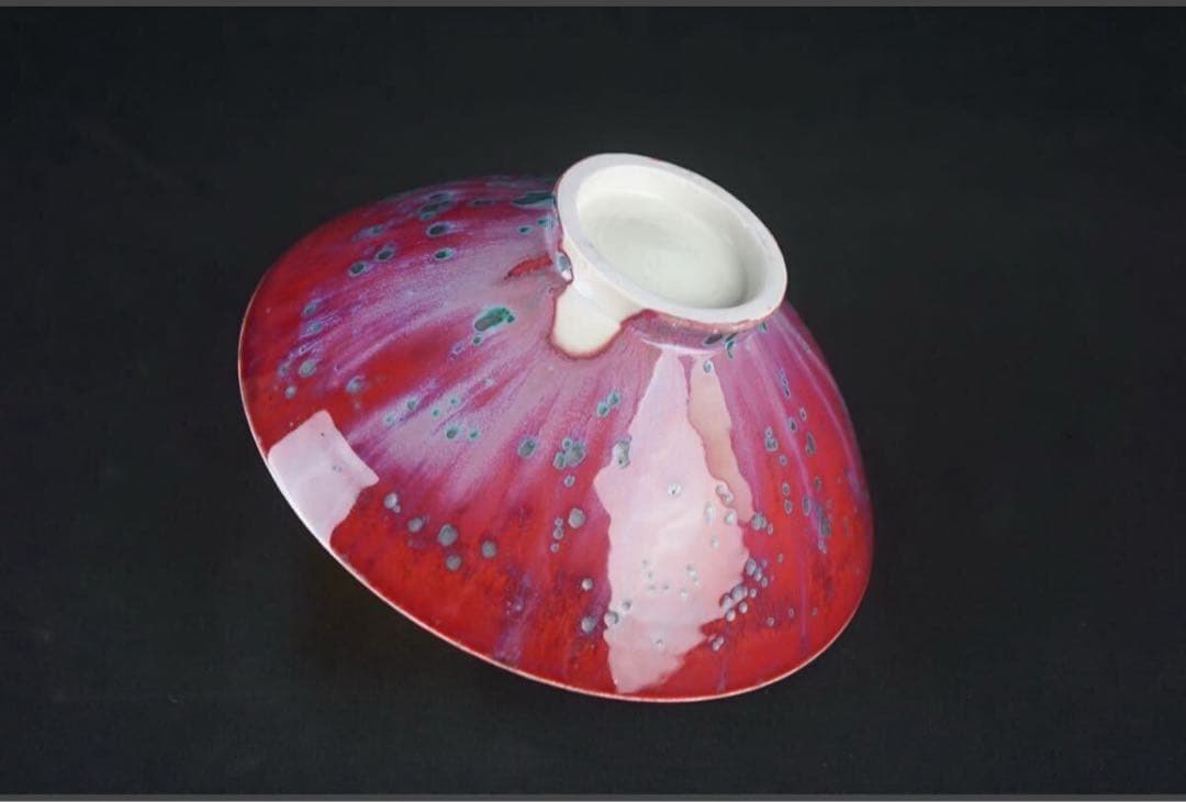 松山雅英 孔雀釉 鉢 共箱 菓子器 大鉢