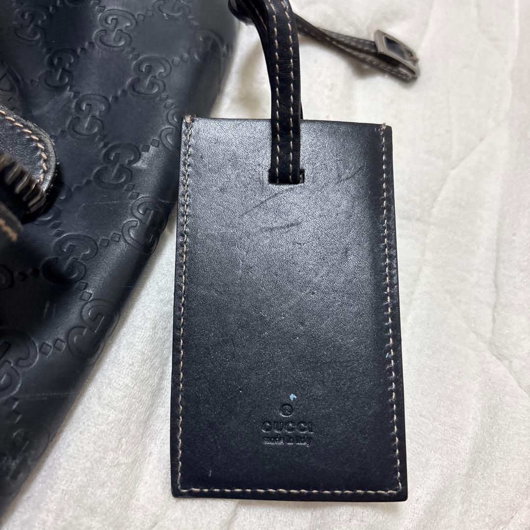 GUCCI ブラック レザーボストンバッグ