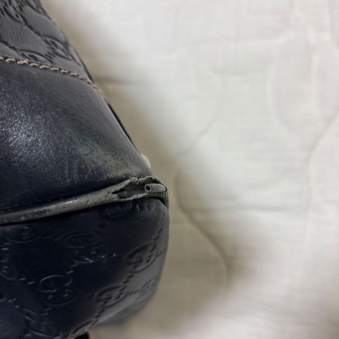 GUCCI ブラック レザーボストンバッグ