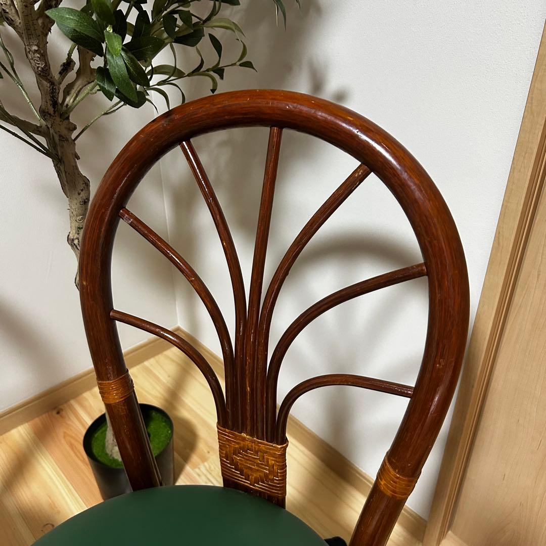 ウッド製ダイニングチェア 2脚セット グリーン