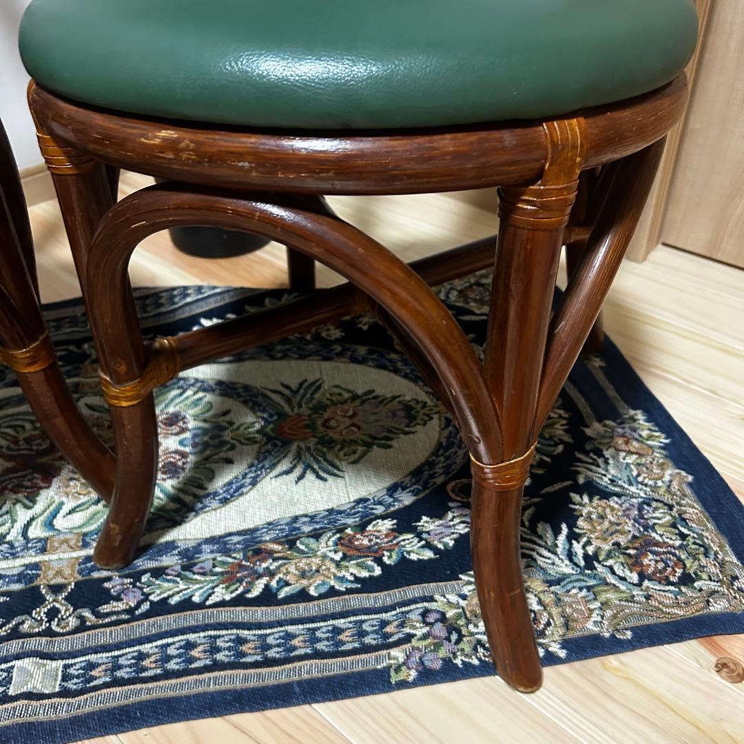 ウッド製ダイニングチェア 2脚セット グリーン