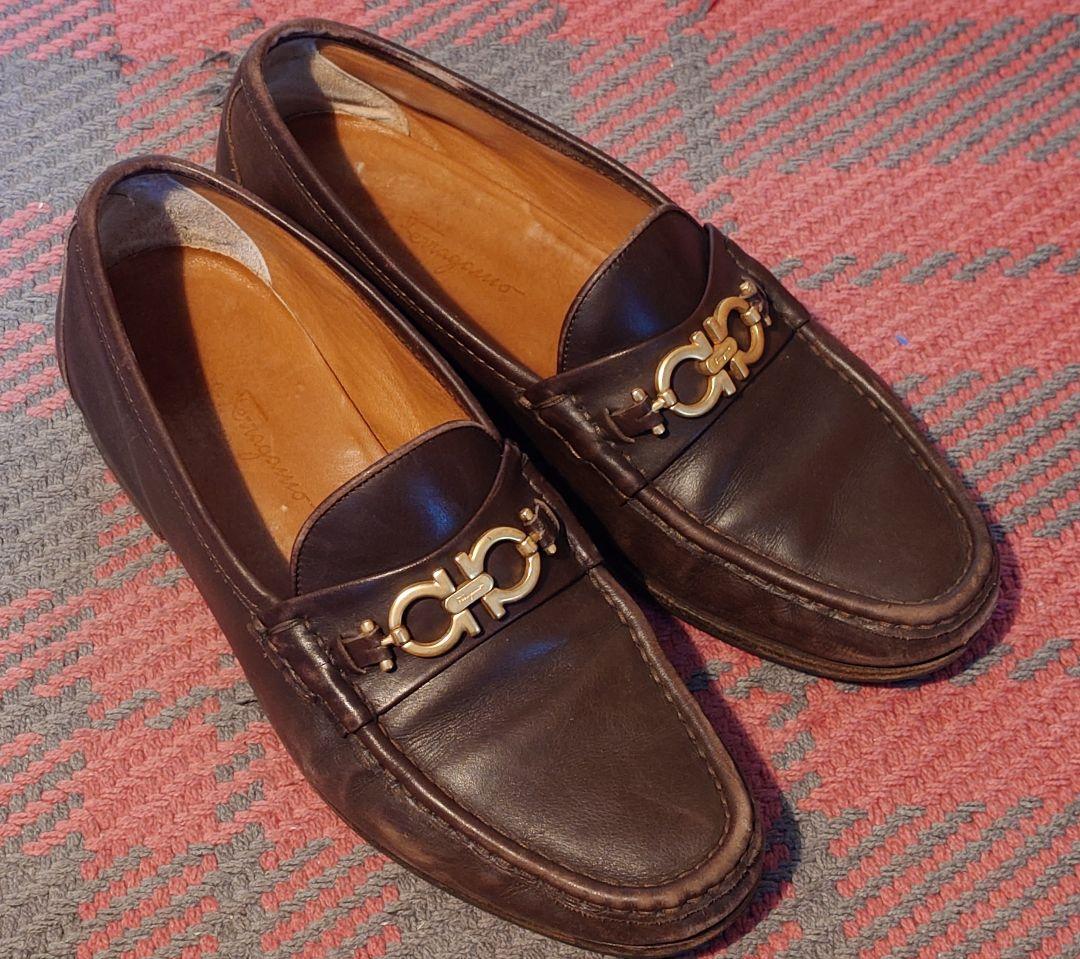 フェラガモ ローファー ガンチーニ 茶 ブラウン　26.5cm相当 8 1/2