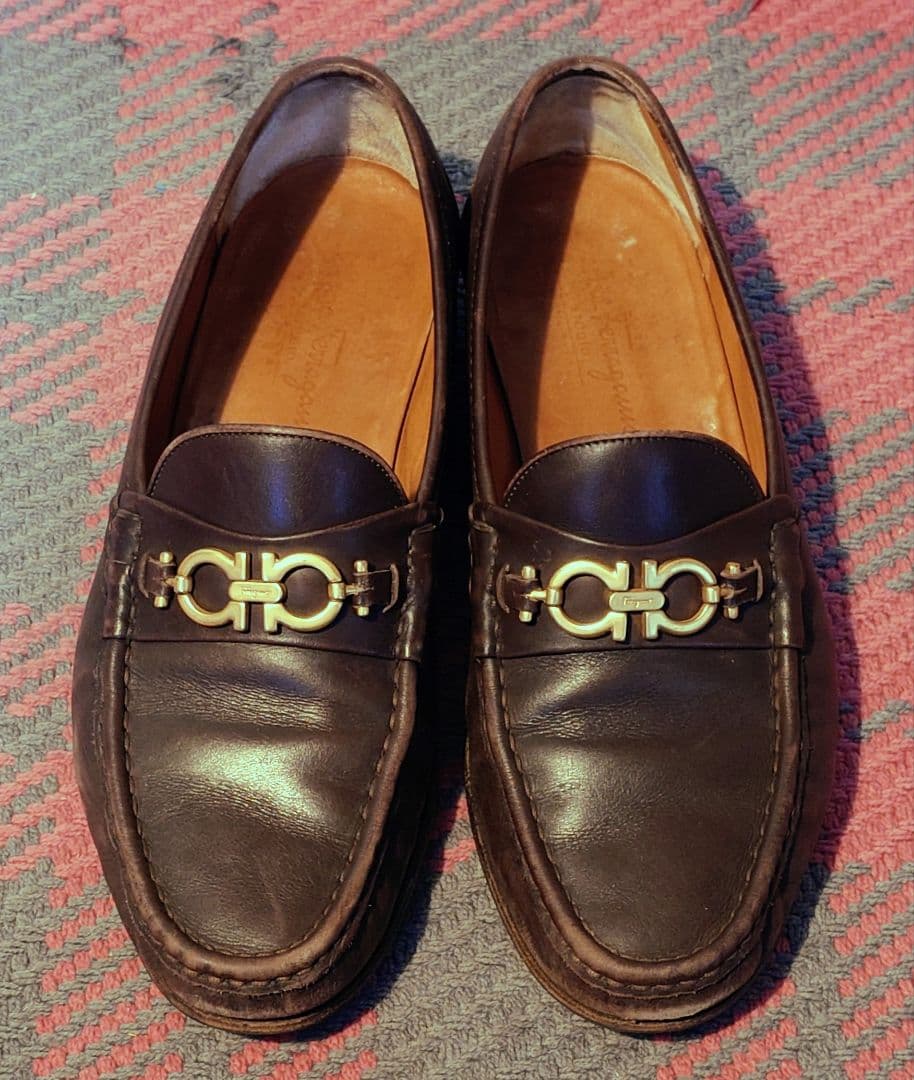 フェラガモ ローファー ガンチーニ 茶 ブラウン　26.5cm相当 8 1/2