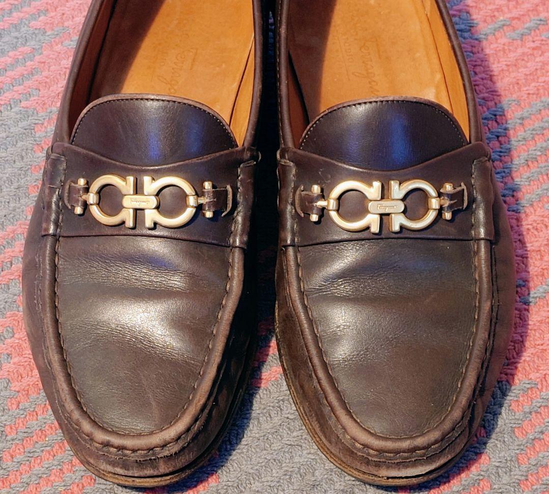 フェラガモ ローファー ガンチーニ 茶 ブラウン　26.5cm相当 8 1/2