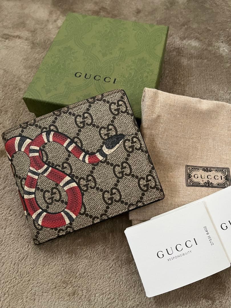 ✨グッチ キングスネーク GGスプリーム 折り財布 コンパクト 蛇