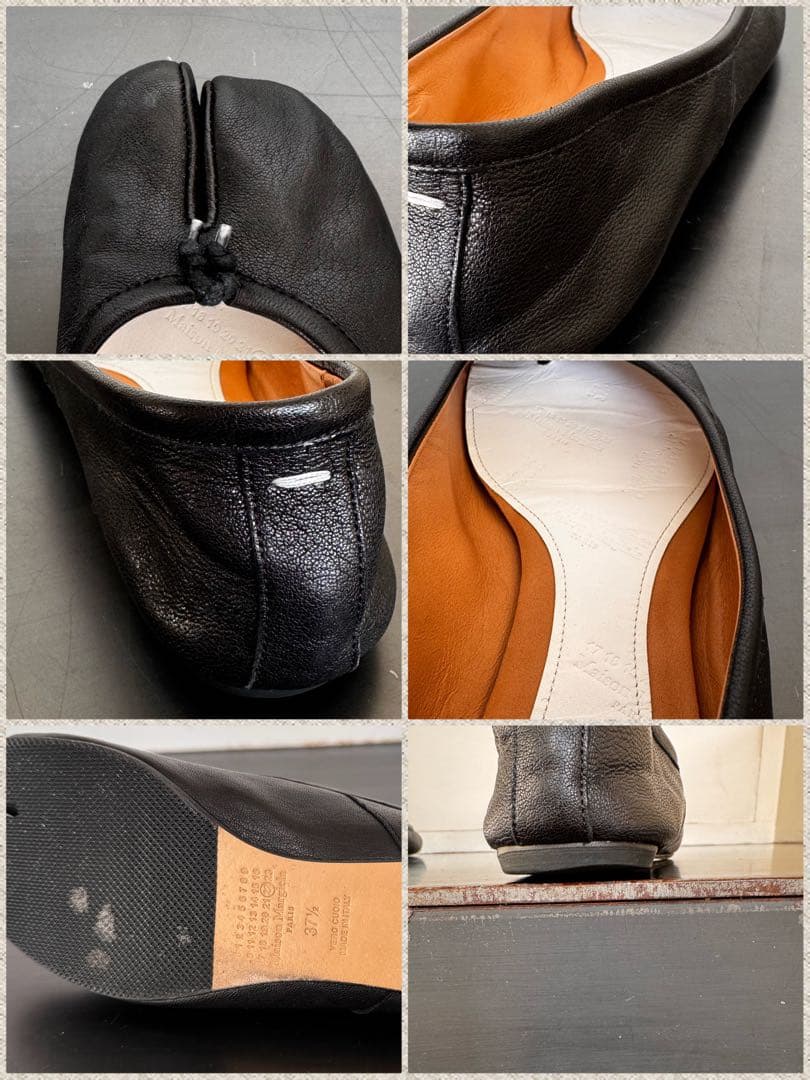 Maison Margiela Tabi バレエ ラムレザー ブラック 37.5