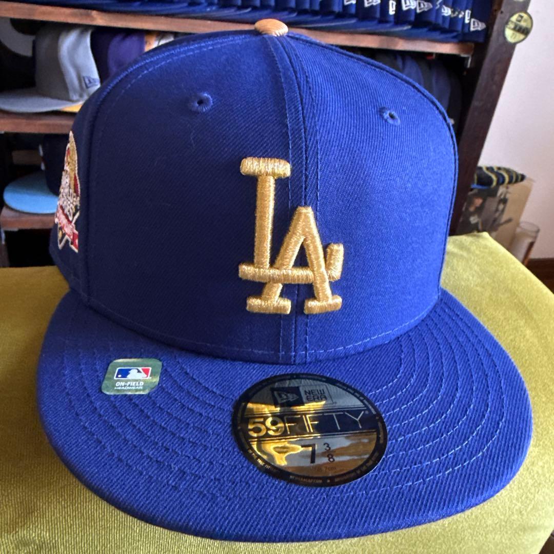 ドジャース　ニューエラ　7 3/8 ゴールドオマケ付き！　ワールドシリーズ