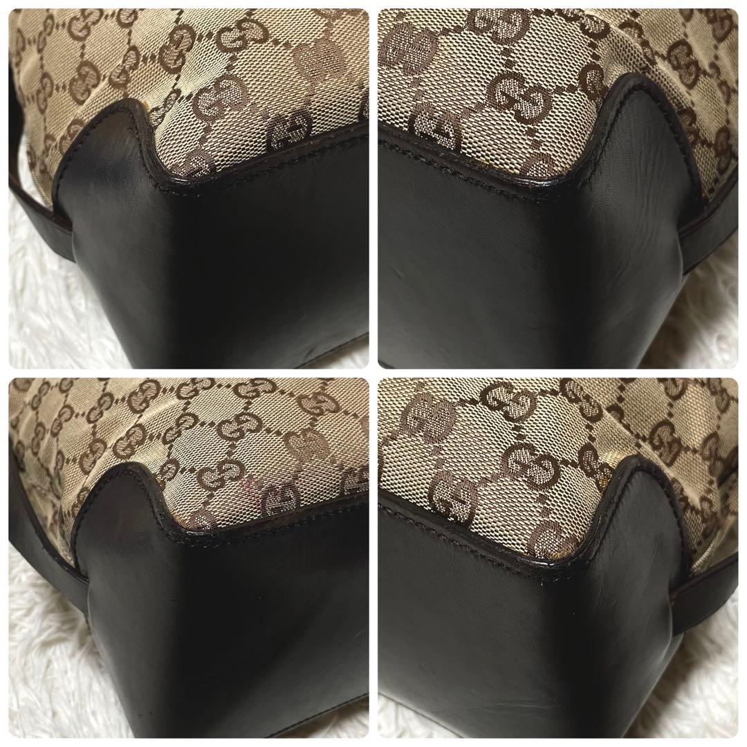 【良品】GUCCI グッチ　トートバッグ　キャンバス　レザー　大容量　GG柄