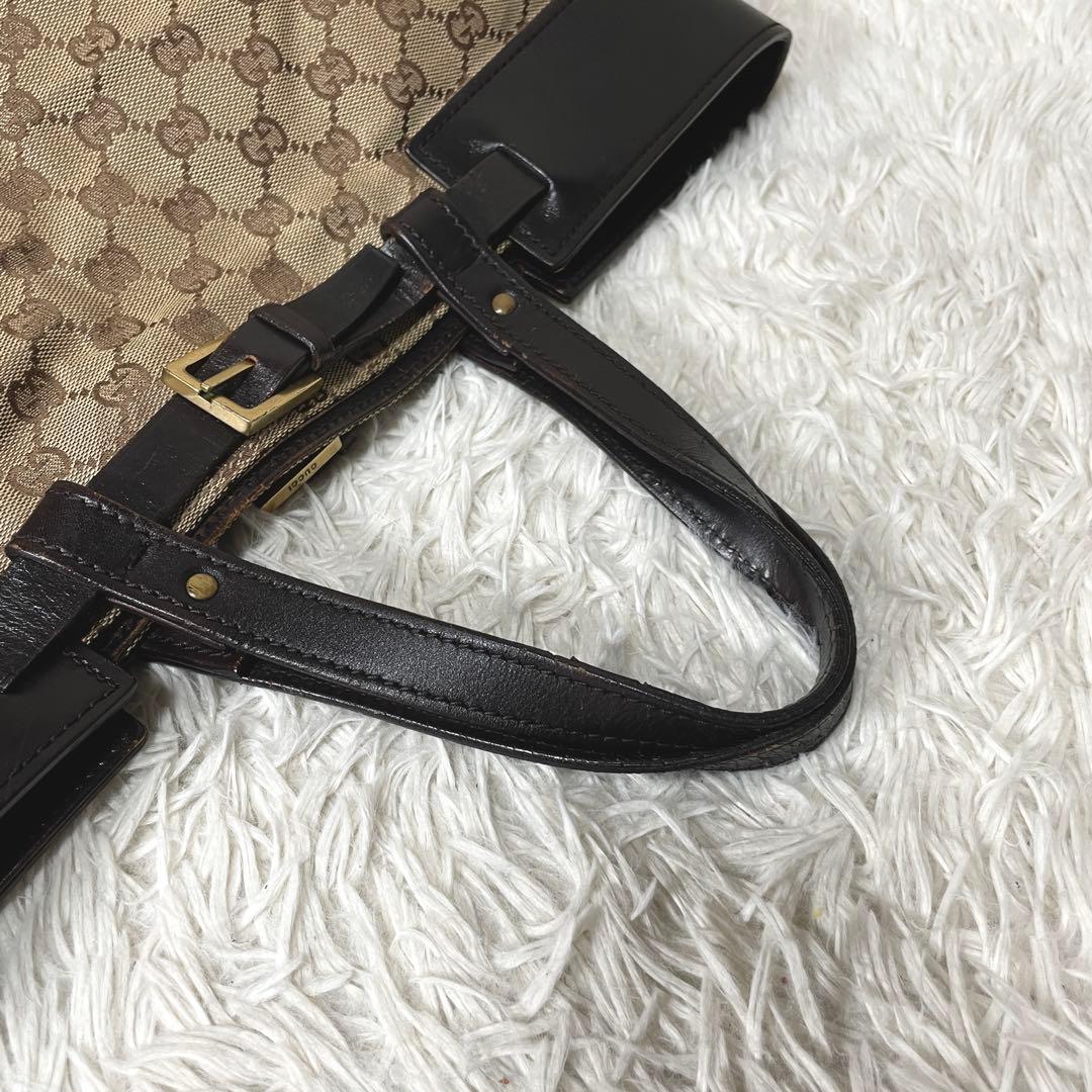 【良品】GUCCI グッチ　トートバッグ　キャンバス　レザー　大容量　GG柄