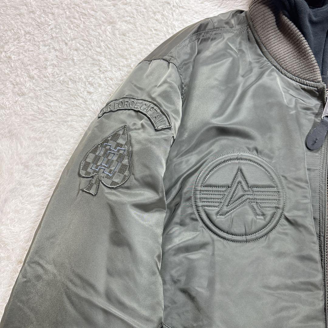 希少5L！ALPHA アルファ MA-1 フード付 ワッペン フライトジャケット