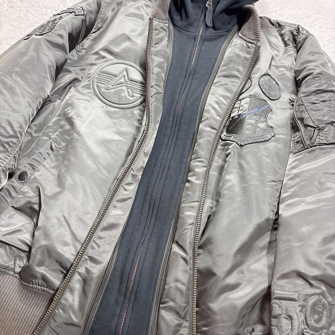 希少5L！ALPHA アルファ MA-1 フード付 ワッペン フライトジャケット