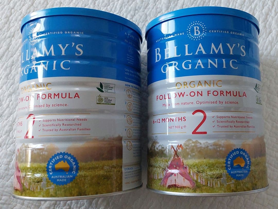 送料無料：赤ちゃん安全のBellamysベラミーズ・オーガニック牛ミルク2缶