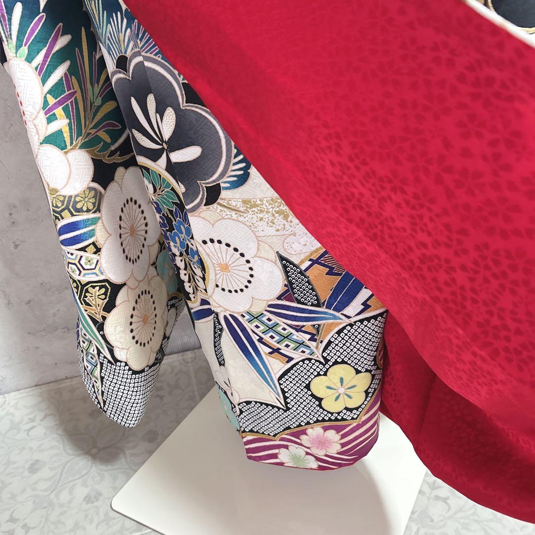 振袖　フルセット　ヤマト謹製　濃いネイビー　豪華　モノトーン　成人式　二十歳