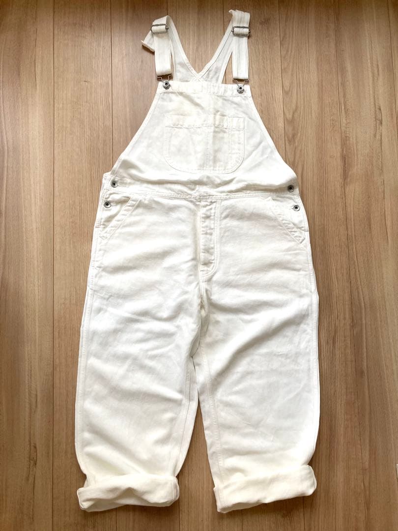 【Veritecoeur】ヴェリテクール　綿麻デニムオーバーオール　白