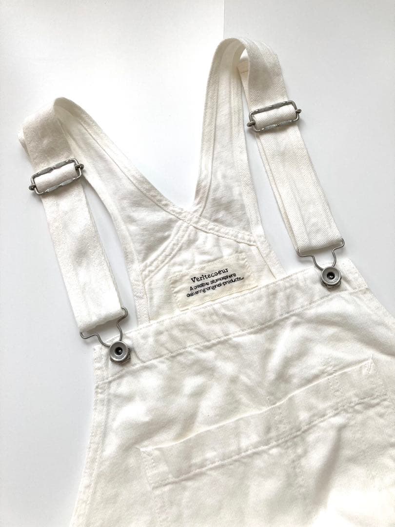 【Veritecoeur】ヴェリテクール　綿麻デニムオーバーオール　白