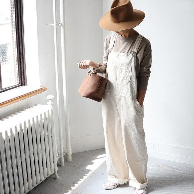 【Veritecoeur】ヴェリテクール　綿麻デニムオーバーオール　白