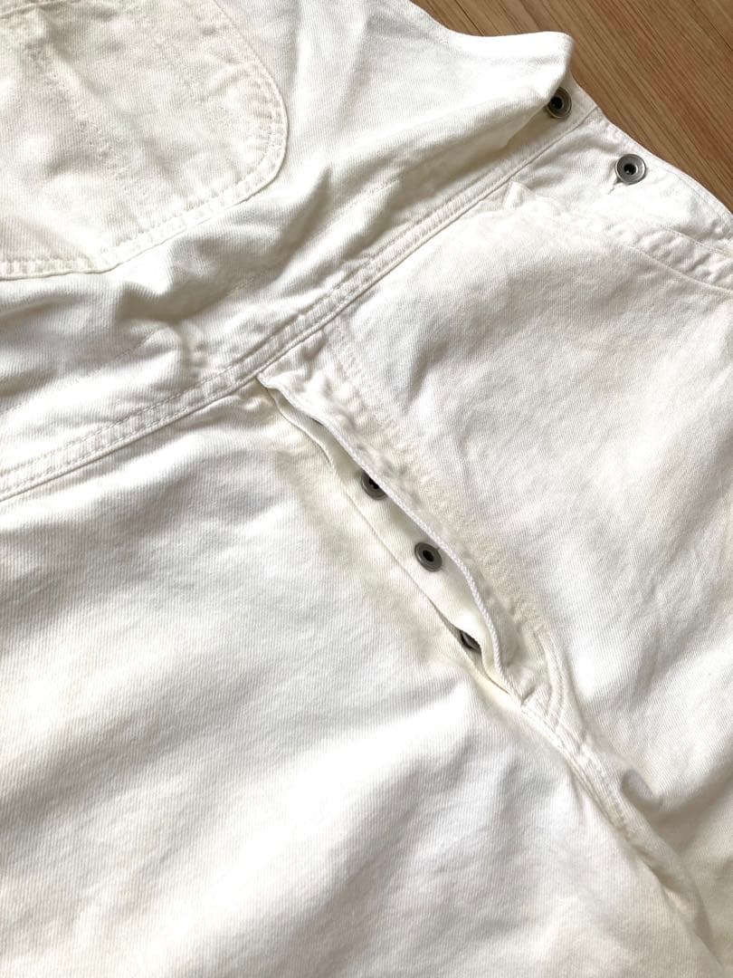 【Veritecoeur】ヴェリテクール　綿麻デニムオーバーオール　白