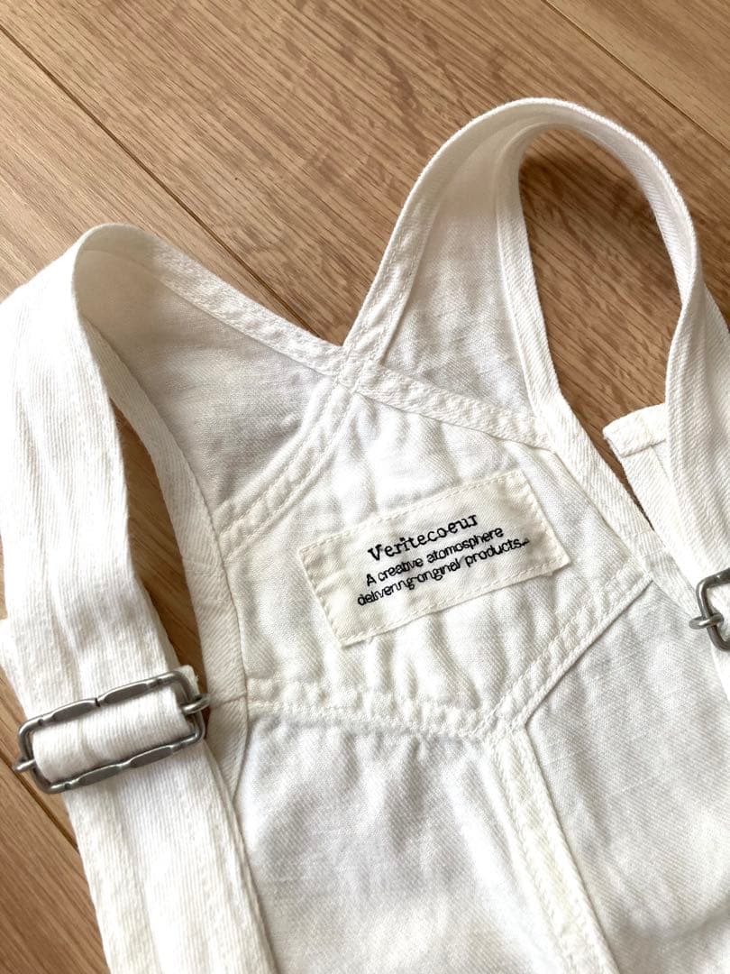 【Veritecoeur】ヴェリテクール　綿麻デニムオーバーオール　白